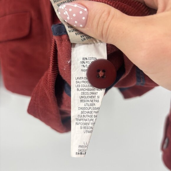 LL Bean Womens Corduroy Red Orange Jacket Button Front Size Medium Western Fall - Picture 8 of 12